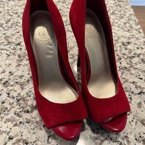 Jessica Simpson Bold Red Suede Heels